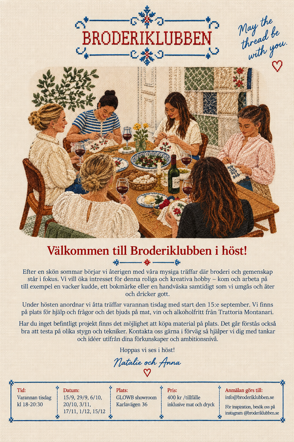 Broderiklubben – inbjudan till höstens träffar